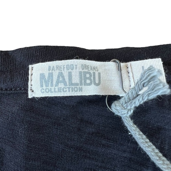 Barefoot Dreams Malibu Collection Slub Jersey Dropped Shoulder Tee Black Lrg NWT - Picture 8 of 11
